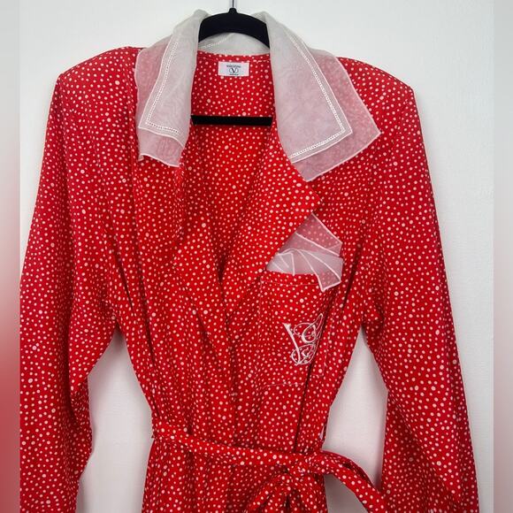 Vintage 80s RARE Valentino Red Polka Dot Wrap Dress - Picture 6 of 11